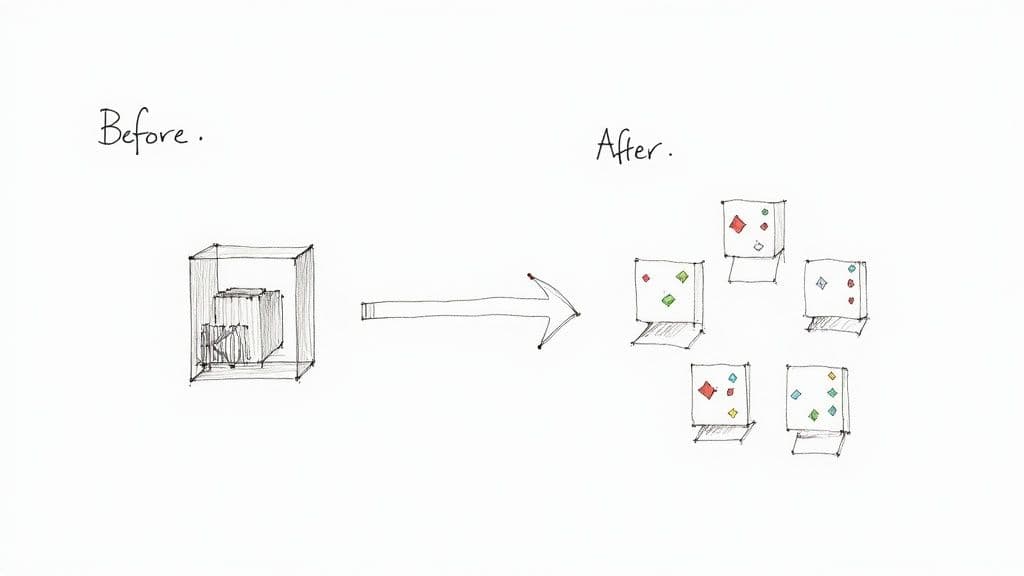 Five interlocking gears representing SOLID principles.