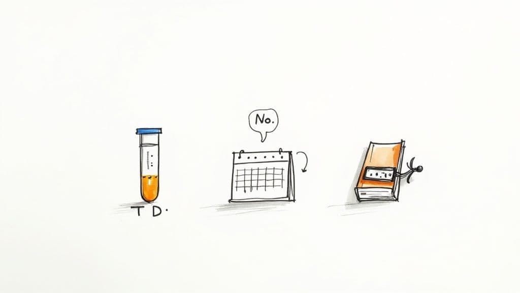 A focused developer at their desk, surrounded by organized sticky notes and a clean workspace, embodying discipline.