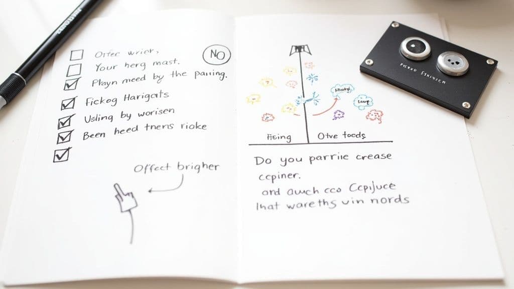 Two developers brainstorming with sticky notes on a glass wall, planning their first pair programming session.